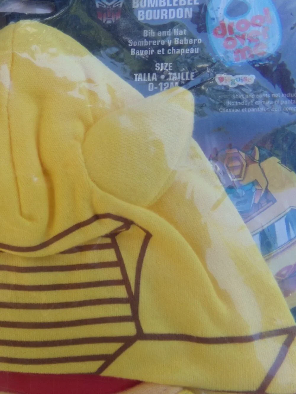 New Trans Formers Baby Bib Hat Costume Bumblebee Bourdon Size 0-12 months
